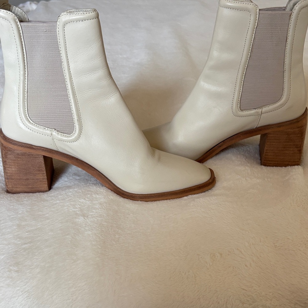 Dolce Vita Cream Leather Ankle Boots
